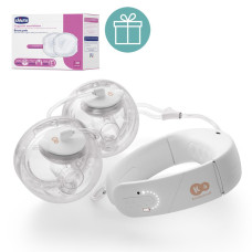 KINDERKRAFT Odsávačka mateřského mléka Double Hands-free Gentleneste + CHICCO Vložky do podprsenky