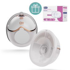 KINDERKRAFT Odsávačka mateřského mléka Single Hands-free Mamaflow Gold + CHICCO Vložky do podprsenky
