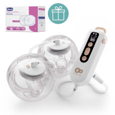 KINDERKRAFT Odsávačka mléka Double Hands-free Gentle Flow Gold + CHICCO Vložky do podprsenky 30ks