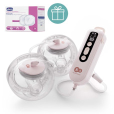 KINDERKRAFT Odsávačka mléka Double Hands-free Gentle Flow Pink + CHICCO Vložky do podprsenky 30ks