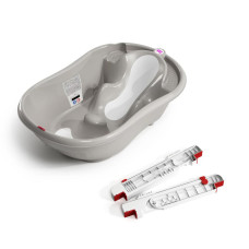 OK BABY SET Vanička rostoucí protiskluzová Onda Evolution 0–12m Grey + podpůrné lišty na vanu