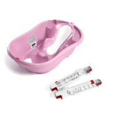 OK BABY SET Vanička rostoucí protiskluzová Onda Evolution 0–12m Pink + podpůrné lišty na vanu