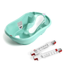 OK BABY SET Vanička rostoucí protiskluzová Onda Evolution 0–12m Sky blue + podpůrné lišty na vanu