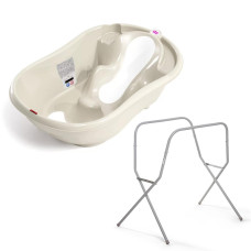 OK BABY SET Vanička rostoucí protiskluzová Onda Evolution 0–12m White + Kovový stojan na vanu