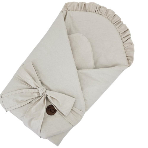 EKO Zavinovačka bavlněná s kokosovou vyjímatelnou vložkou, mašlí a volánkem Light Beige 75x75cm EKO Zavinovačka bavlněná s kokosovou vyjímatelnou vložkou, mašlí a volánkem Light Beige 75x75cm