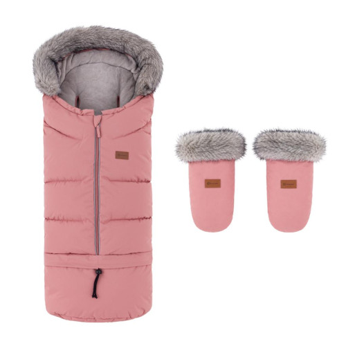 PETITE&MARS Set zimní fusak Arctic 4v1 + rukavice na kočárek Fjora Old Rose PETITE&MARS Set zimní fusak Arctic 4v1 + rukavice na kočárek Fjora Old Rose