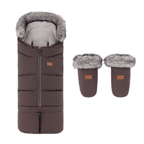PETITE&MARS Set zimní fusak Arctic 4v1 + rukavice na kočárek Fjora Rich Brown PETITE&MARS Set zimní fusak Arctic 4v1 + rukavice na kočárek Fjora Rich Brown