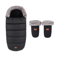 PETITE&MARS Set zimní fusak Comfy 4v1 + rukavice na kočárek Fjora Forever Black