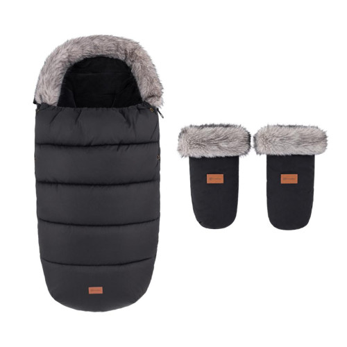 PETITE&MARS Set zimní fusak Comfy 4v1 + rukavice na kočárek Fjora Forever Black PETITE&MARS Set zimní fusak Comfy 4v1 + rukavice na kočárek Fjora Forever Black