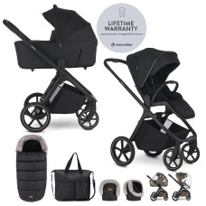 EASYWALKER Set kočárek 2v1 Zoey Go Pure Black XXL Limited s příslušenstvím