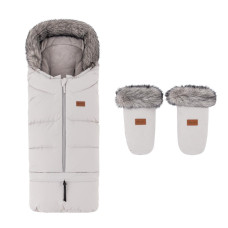 PETITE&MARS Set zimní fusak Arctic 4v1 + rukavice na kočárek Fjora Champagne Shower