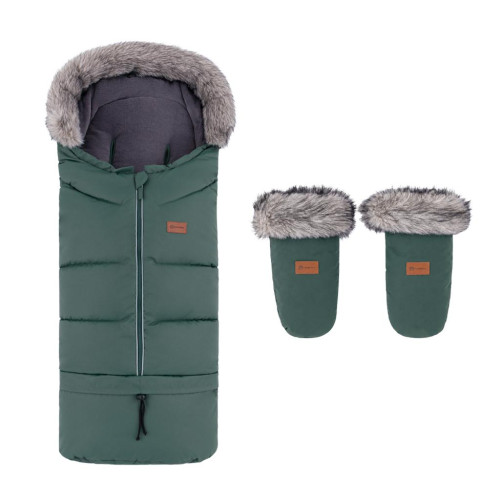 PETITE&MARS Set zimní fusak Arctic 4v1 + rukavice na kočárek Fjora Khaki PETITE&MARS Set zimní fusak Arctic 4v1 + rukavice na kočárek Fjora Khaki