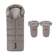 PETITE&MARS Set zimní fusak Arctic 4v1 + rukavice na kočárek Fjora Mocha Mousse