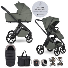 EASYWALKER Set kočárek 2v1 Zoey Go Mineral Green XXL Limited s příslušenstvím