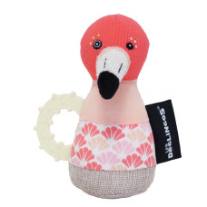 Deglingos Chrastítko plameňák FLAMINGOS oranžovo béžové 13 cm