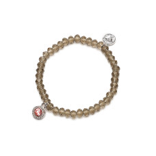 Proud MaMa Náramek Charm s růžovým kamínkem béžový 314