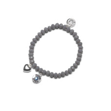 Proud MaMa Náramek Charm s modrým kamínkem šedý 384