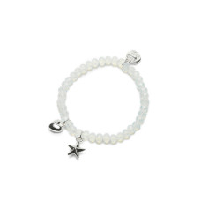 Proud MaMa Náramek Charm s hvězdičkou a srdíčkem bílý 408
