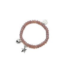 Proud MaMa Náramek Charm s hvězdičkou a srdíčkem růžový 409
