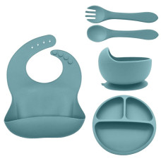 Fillikid Dětská jídelní sada silikon 4-dílný set blue