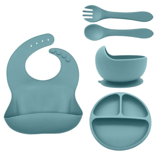 Fillikid Dětská jídelní sada silikon 4-dílný set blue Fillikid Dětská jídelní sada silikon 4-dílný set blue
