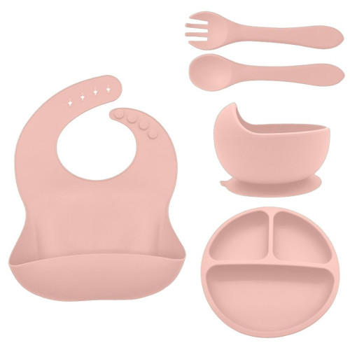 Fillikid Dětská jídelní sada silikon 4-dílný set pink Fillikid Dětská jídelní sada silikon 4-dílný set pink