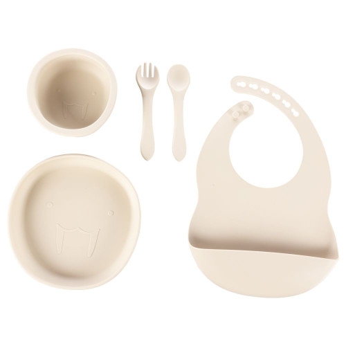Silikonová dětská jídelní sada, Sand Beige Silikonová dětská jídelní sada, Sand Beige