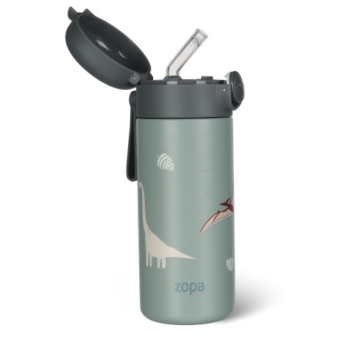 Termoska na tekutiny s brčkem a silikonovým držákem 350 ml, Dino Termoska na tekutiny s brčkem a silikonovým držákem 350 ml, Dino