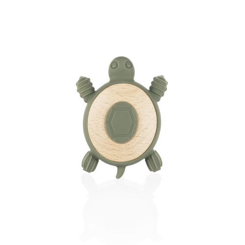 Silikonové dřevěné kousátko Turtle, Forest Green Silikonové dřevěné kousátko Turtle, Forest Green