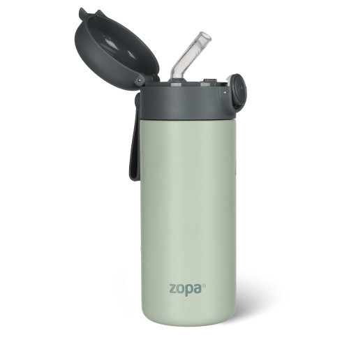 Termoska na tekutiny s brčkem a silikonovým držákem 350 ml, Pistacio green Termoska na tekutiny s brčkem a silikonovým držákem 350 ml, Pistacio green