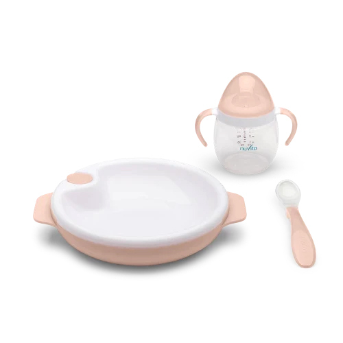 Set termotalířku se silikonovou lžičkou a hrnečkem, English Rose Set termotalířku se silikonovou lžičkou a hrnečkem, English Rose