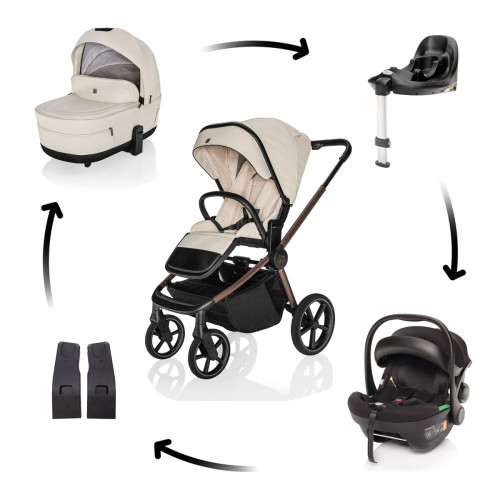 Kočárek Move Cross 5X + autosedačka XM Plus i-size bundle, Quartz Beige Kočárek Move Cross 5X + autosedačka XM Plus i-size bundle, Quartz Beige
