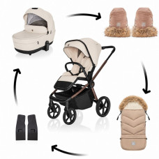 Set kočárek Move Cross 5X + fusak Fluffy Combi + rukavice Fluffy 2, Quartz Beige