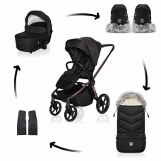 Set kočárek Move Cross 5X + fusak Fluffy Combi + rukavice Fluffy 2, Quartz Black