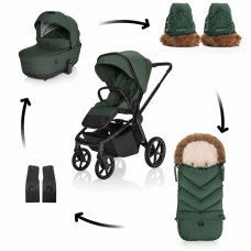 Set kočárek Move Cross 5X + fusak Fluffy Combi + rukavice Fluffy 2, Oak Green
