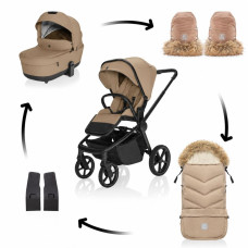 Set kočárek Move Cross 5X + fusak Fluffy Combi + rukavice Fluffy 2, Latte Beige
