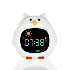 Silikonový dětský budík s nočním světlem a hudbou, Owl