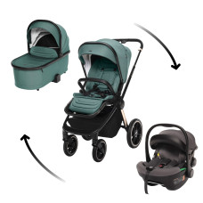 Set kočárek Move Cross 3 + hluboká korba Move XL 3 + autosedačka XM dle vlastního výběru, Antique Green/Gold