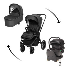Set kočárek Move Cross 3 + hluboká korba  Move XL 3 + autosedačka XM dle vlastního výběru + báze, All Black