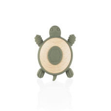 Silikonové dřevěné kousátko Turtle, Forest Green