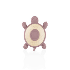 Silikonové dřevěné kousátko Turtle, Old Pink