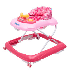 Dětské chodítko Baby Mix s volantem a silikonovými kolečky růžové
