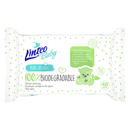 Dětské vlhčené ubrousky Linteo Baby 100% BIODEGRADABLE 48ks Dětské vlhčené ubrousky Linteo Baby 100% BIODEGRADABLE 48ks