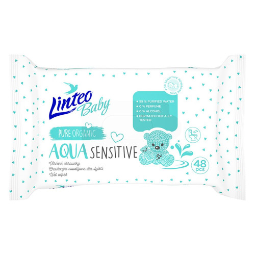 Dětské vlhčené ubrousky Linteo Baby AQUA SENSITIVE 48 ks Dětské vlhčené ubrousky Linteo Baby AQUA SENSITIVE 48 ks