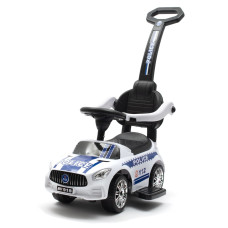 Dětské odrážedlo se zvukem a vodící tyčí Baby Mix POLICE bílé