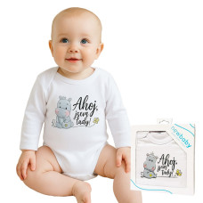 Body s potiskem New Baby Ahoj, jsem tady! - dárkové balení