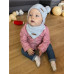 Zimní kojenecká čepička s šátkem na krk New Baby Teddy bear šedo růžová