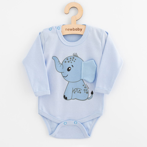 Kojenecké body s dlouhým rukávem New Baby Happy Elephant blue Kojenecké body s dlouhým rukávem New Baby Happy Elephant blue