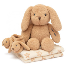 Dárková sada králíček s botičkami a dečkou Baby Mix králíček hnědý