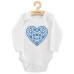 Dětské body s potiskem New Baby Lidový vzor modré srdíčko
